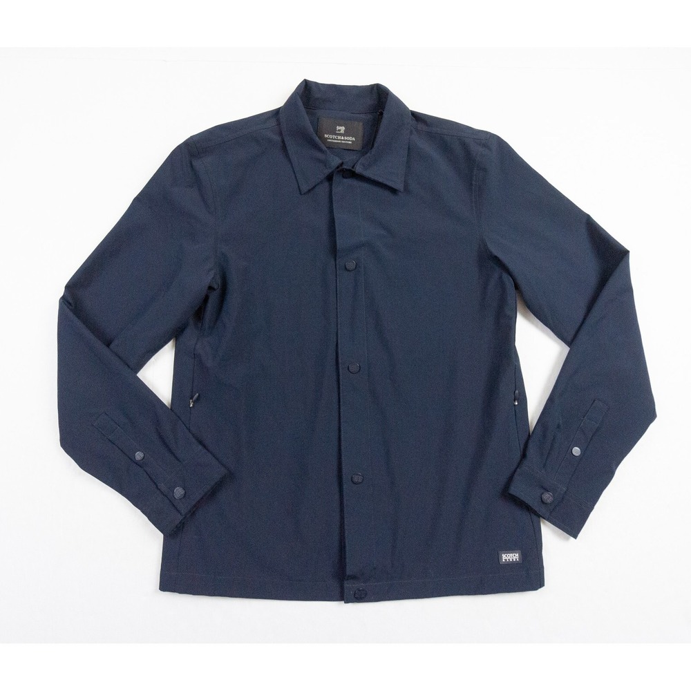Scotch & Soda Jacket Mens Small Blue Windbreaker Coach Snap Button Outerwear
